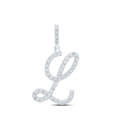 0.18CTW Natural Diamond 2.05g Sterling Silver Initial "L" Pendant Letter Charm - Elite Jewelers - Charms & Pendants