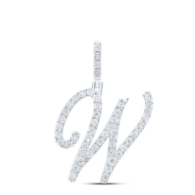 0.19CTW Natural Diamond 925 Sterling Silver 2.56g Initial "W" Pendant Charm - Elite Jewelers - Charms & Pendants