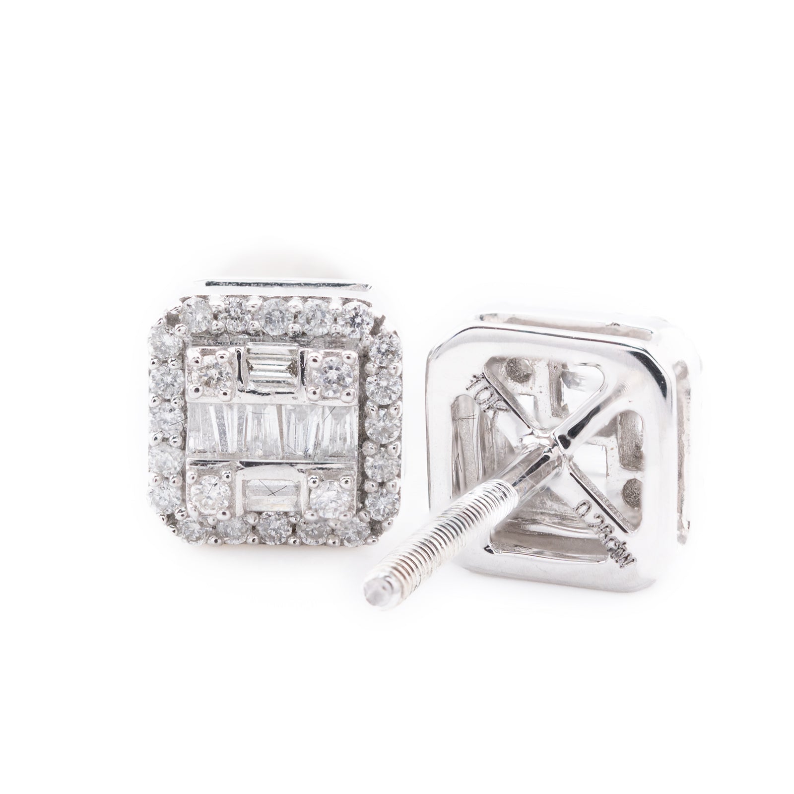 10k White Gold 0.26CT Diamond Square Stud Earrings
