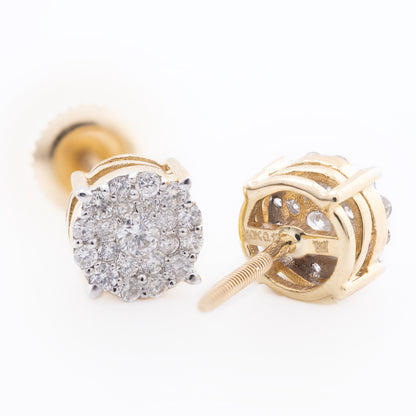 10k Yellow Gold Flower Cluster 0.34CT Diamond Stud Earrings
