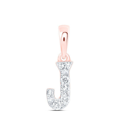 0.1CTW Natural Diamond 0.29g 10k Rose Gold Initial "J" Pendant Letter Charm - Elite Jewelers - Charms & Pendants