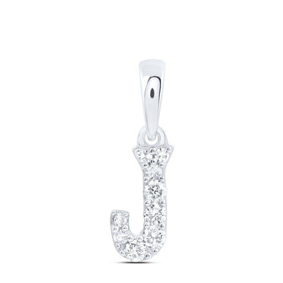 0.1CTW Natural Diamond 0.29g 10k White Gold Initial "J" Pendant Letter Charm - Elite Jewelers - Charms & Pendants