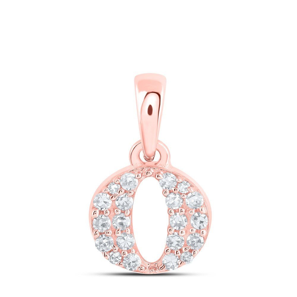 0.1CTW Natural Diamond 0.42g 10k Rose Gold Initial "O" Pendant Letter Charm - Elite Jewelers - Charms & Pendants