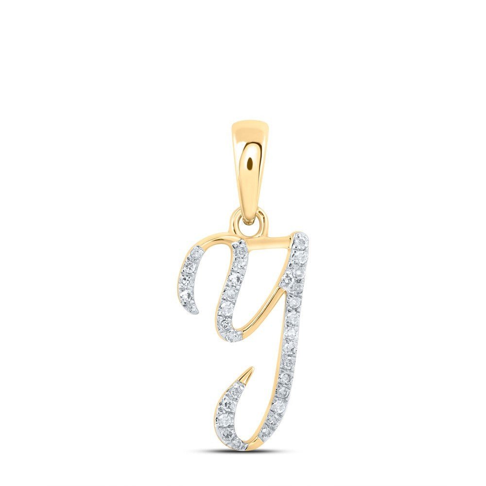 0.1CTW Natural Diamond 0.73g 10k Yellow Gold Initial "Y" Pendant Letter Charm - Elite Jewelers - Charms & Pendants