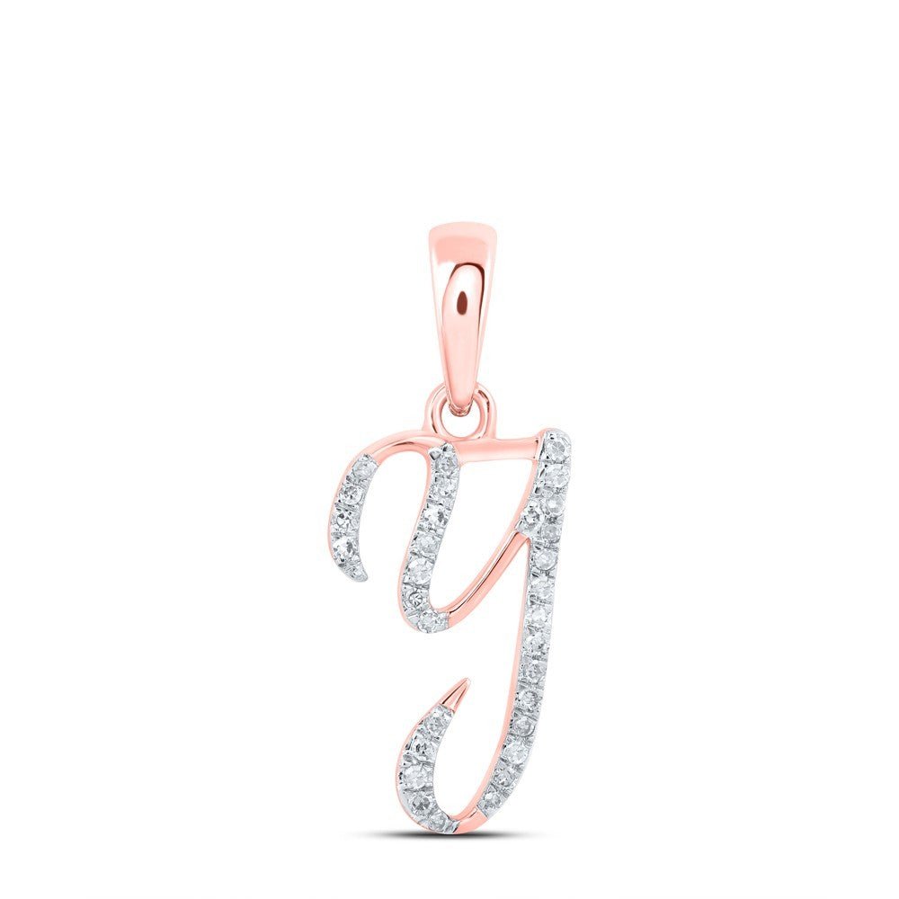 0.1CTW Natural Diamond 0.78g 10k Rose Gold Initial "Y" Pendant Letter Charm - Elite Jewelers - Charms & Pendants