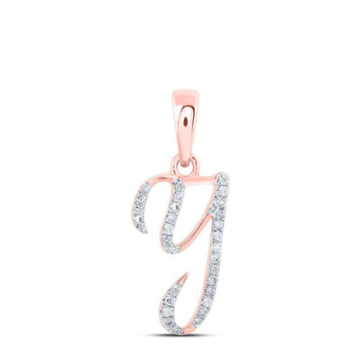 0.1CTW Natural Diamond 0.78g 10k Rose Gold Initial "Y" Pendant Letter Charm - Elite Jewelers - Charms & Pendants
