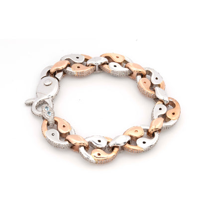 10k Rose & White Gold Blue-Pink Diamond Pattern 14CT Diamond Bracelet