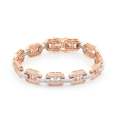 10k Rose & White Gold Gucci Link 7.72CT Diamond Bracelet