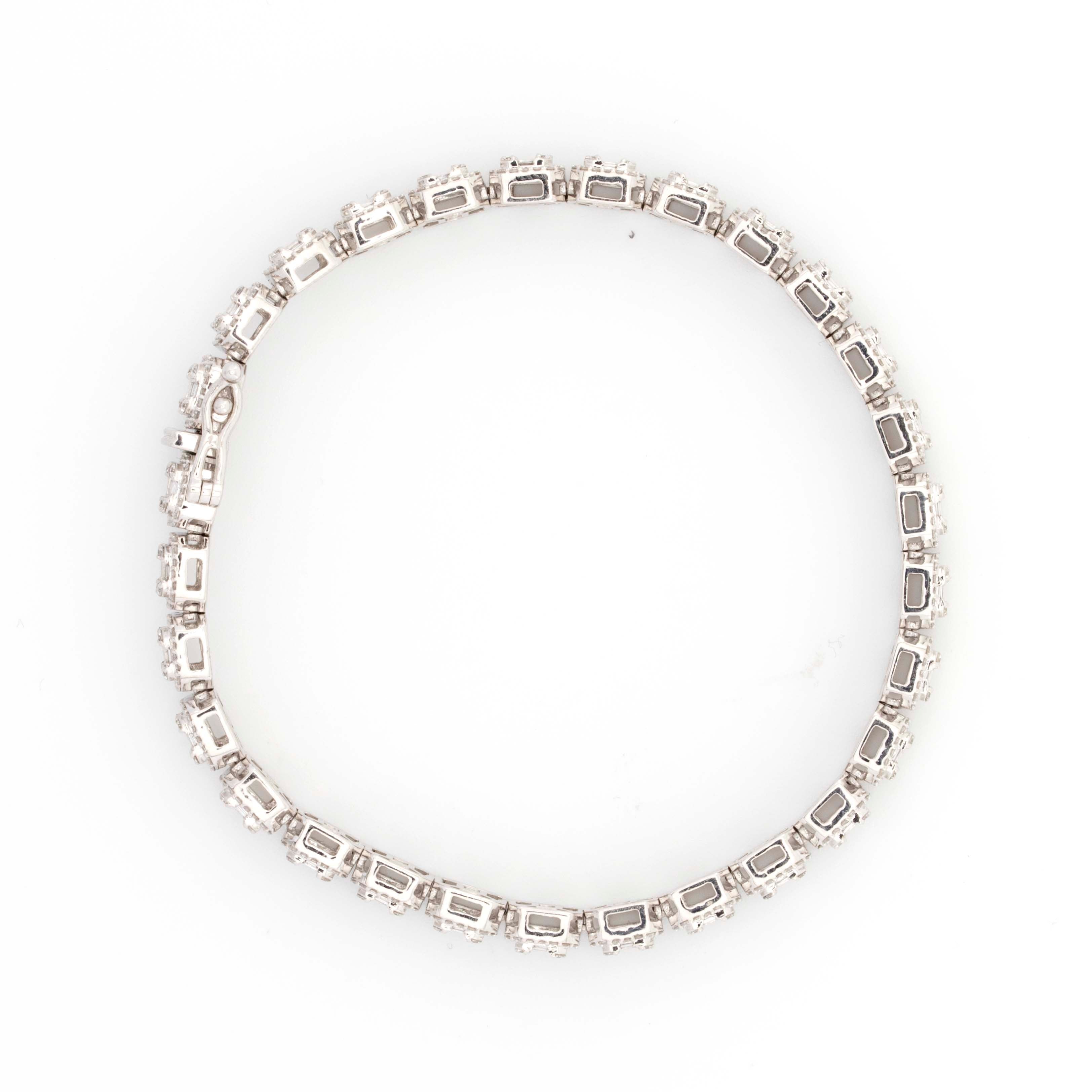 10k White Gold Baguette Round Diamond 3.51CT Diamond Bracelet