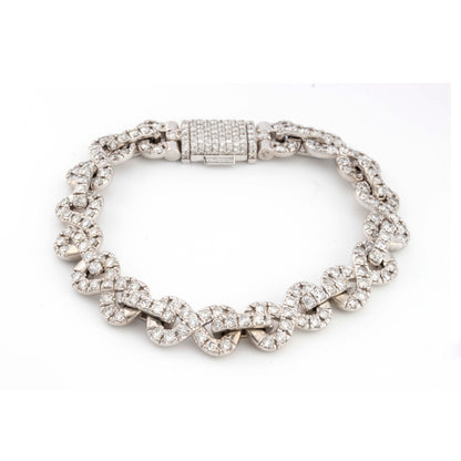 10k White Gold Infinity Link 12.50 CT Diamond Bracelet Single Row Diamond