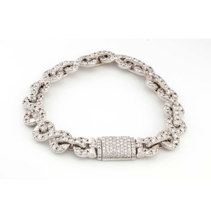 10k White Gold Infinity Link 12.50 CT Diamond Bracelet Single Row Diamond