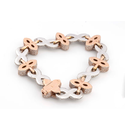 10k Rose / White Infinity Green Enamel Clove 14CT Diamond Bracelet