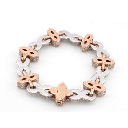 10k Rose / White Infinity Green Enamel Clove 14CT Diamond Bracelet