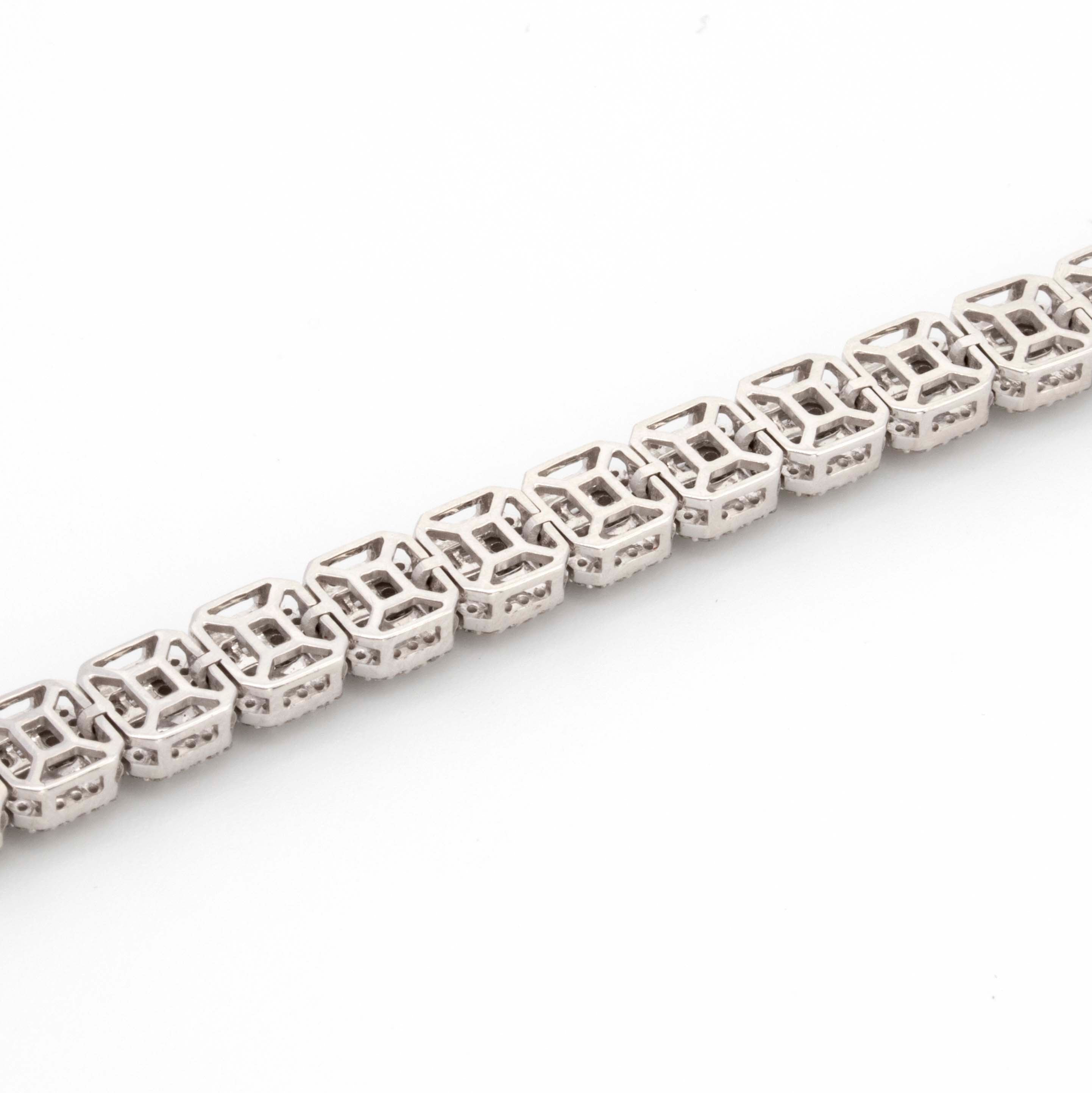 10k White Gold Baguette Round Diamond 3.51CT Diamond Bracelet