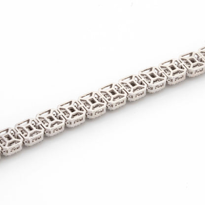 10k White Gold Baguette Round Diamond 3.51CT Diamond Bracelet