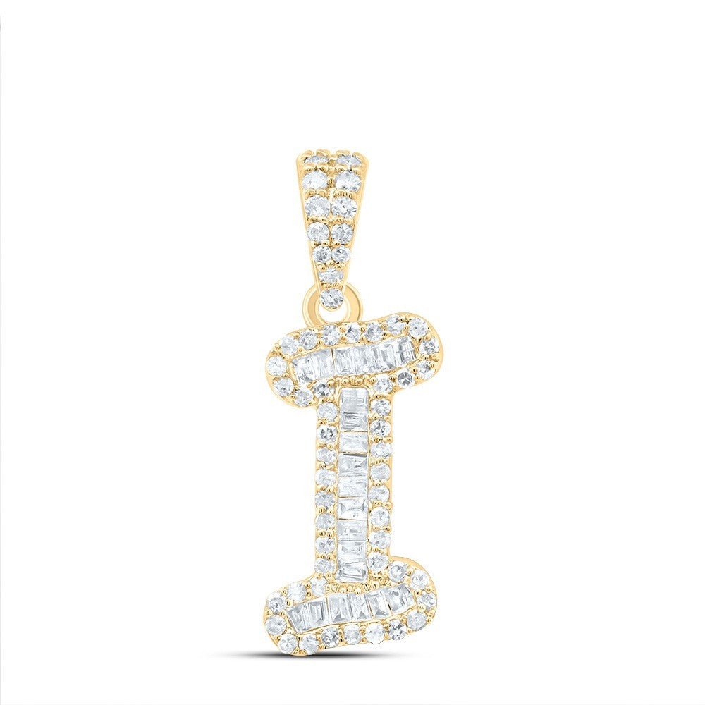 0.26CTW Natural Diamond 10k Yellow Gold 1.05g Initial "I" Pendant Alphabet Charm - Elite Jewelers - Charms & Pendants