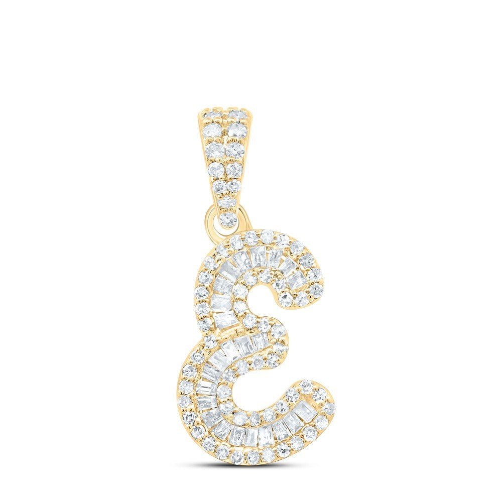 0.29CTW Natural Diamond 10k Yellow Gold 1.19g Initial Letter "E" Pendant Charm - Elite Jewelers - Charms & Pendants