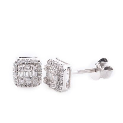 10k White Gold 0.26CT Diamond Square Stud Earrings
