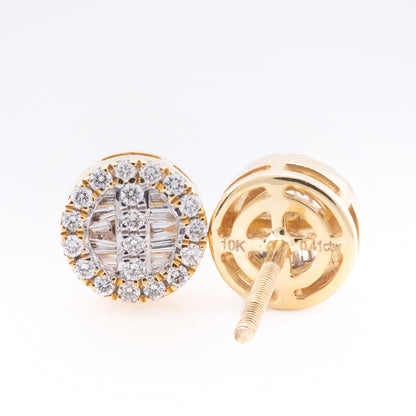 10k Yellow Gold 0.41CT Diamond Cluster Stud Earrings