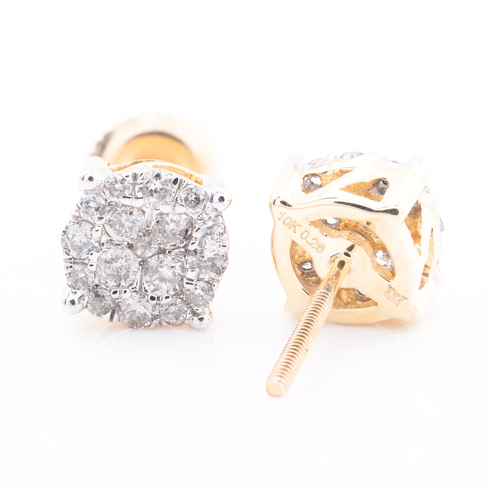 10k Yellow Gold Flower Cluster 0.53CTW Diamond Stud Earrings