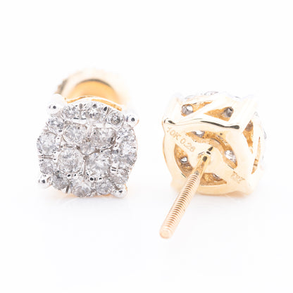 10k Yellow Gold Flower Cluster 0.53CTW Diamond Stud Earrings
