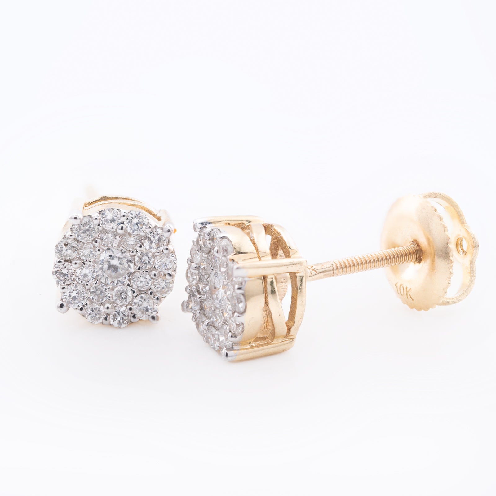 10k Yellow Gold Flower Cluster 0.34CT Diamond Stud Earrings