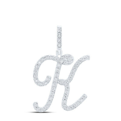 0.2CTW Natural Diamond 925 Sterling Silver 2.5g Initial "K" Pendant Letter Charm - Elite Jewelers - Charms & Pendants