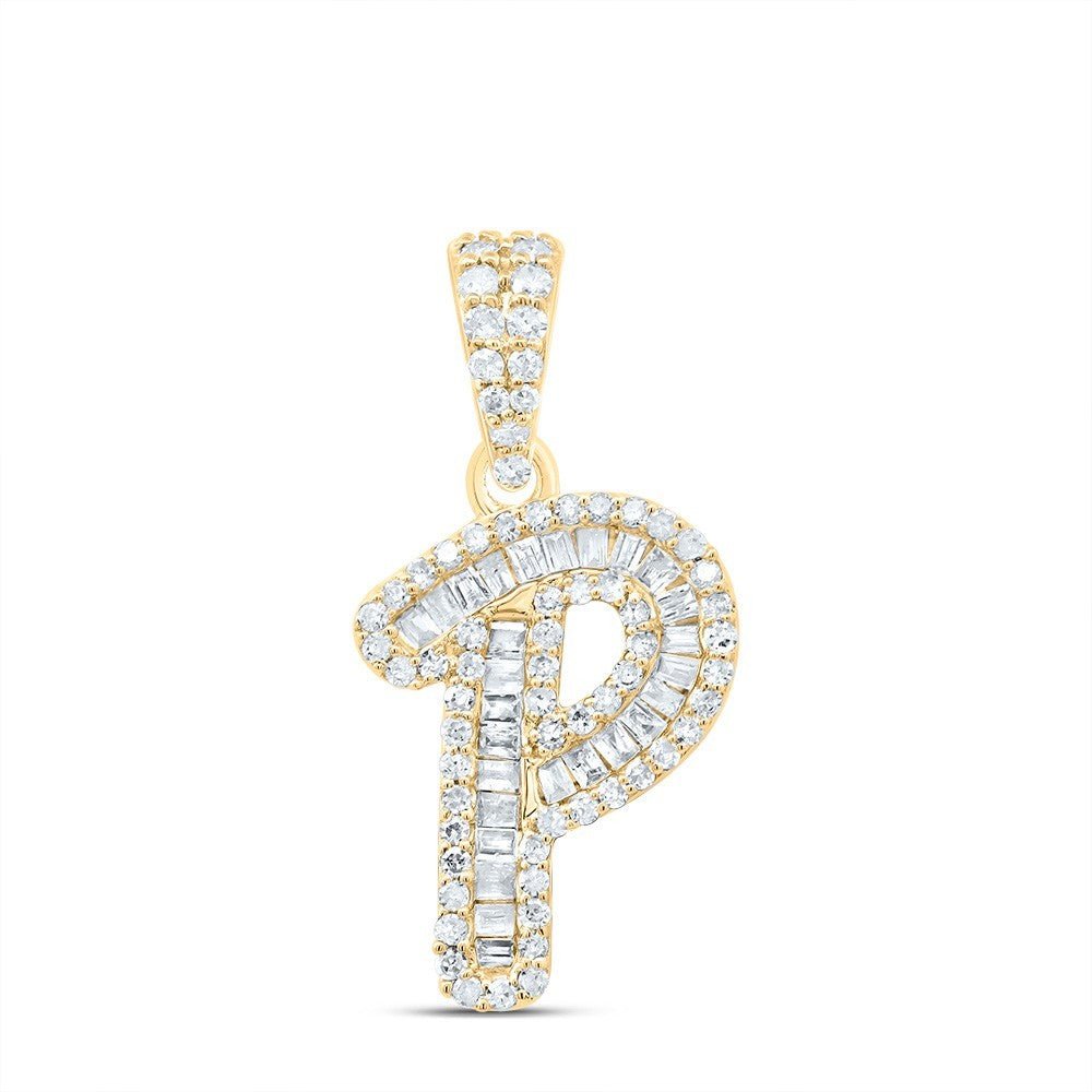 0.31CTW Natural Diamond 10k Yellow Gold 1.22g Initial Letter "P" Pendant Charm - Elite Jewelers - Charms & Pendants