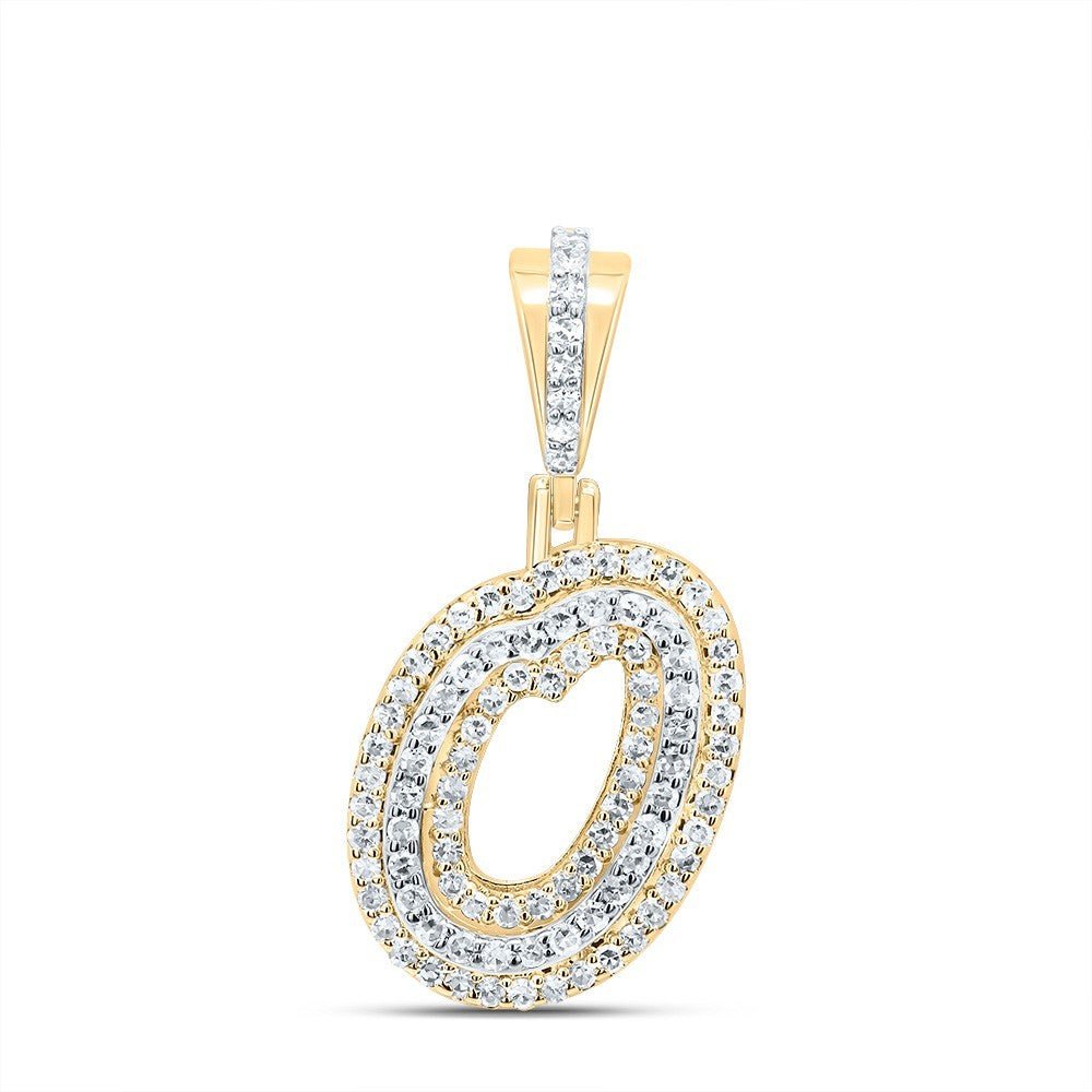 0.32CTW Natural Diamond 10k Yellow Gold 1.56g Initial Letter "O" Pendant Charm - Elite Jewelers - Charms & Pendants
