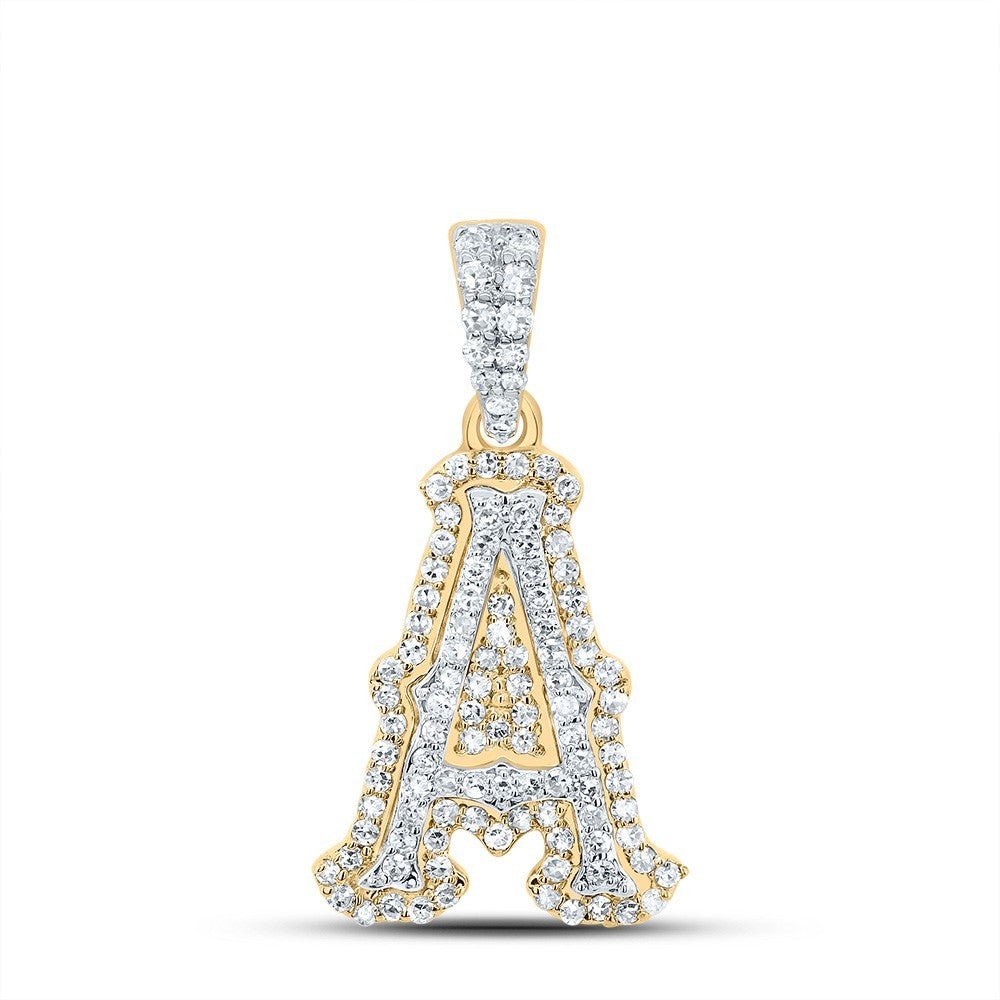 0.34CTW Natural Diamond 10k Two Tone Gold 1.37g Initial Letter "A" Pendant Charm - Elite Jewelers - Charms & Pendants
