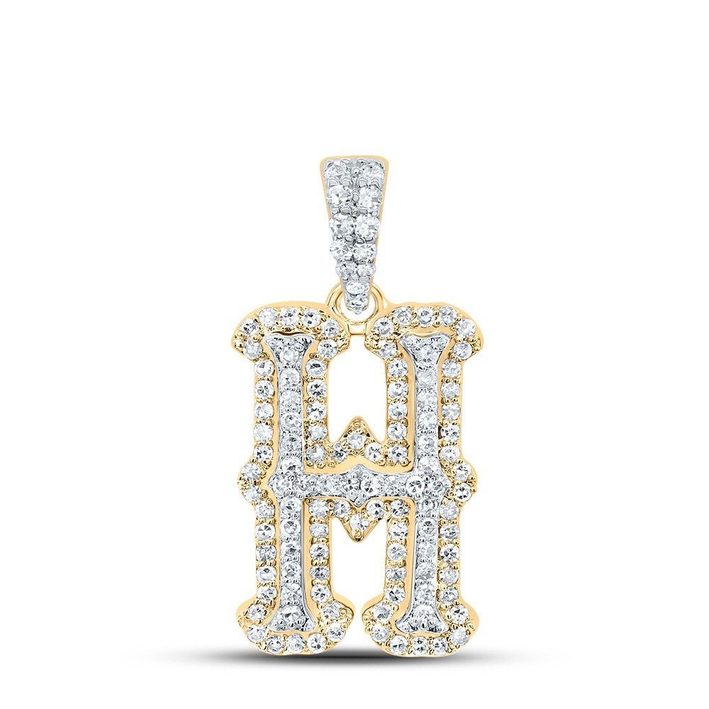 0.36CTW Natural Diamond 10k Yellow & White Gold 1.63g Initial "H" Pendant Charm - Elite Jewelers - Charms & Pendants