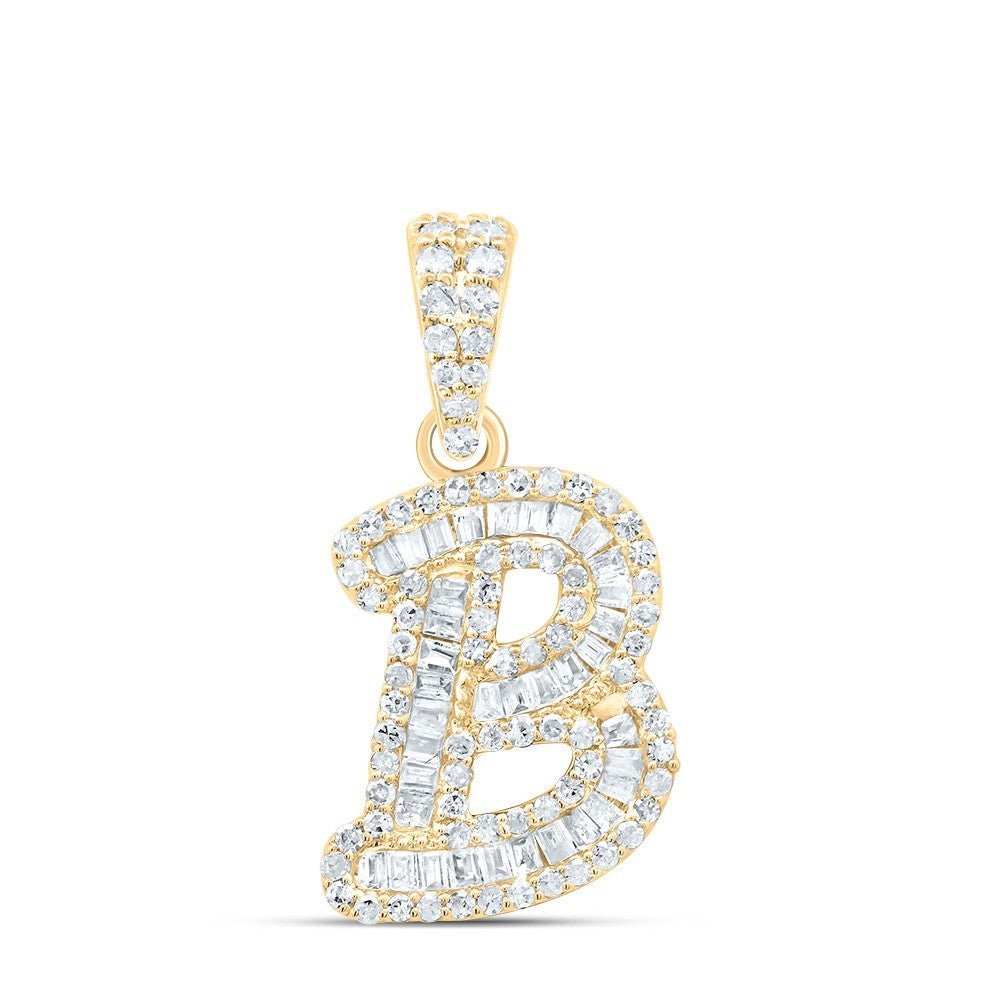 0.38CTW Natural Diamond 10k Yellow Gold 1.49g Initial Letter "B" Pendant Charm - Elite Jewelers - Charms & Pendants