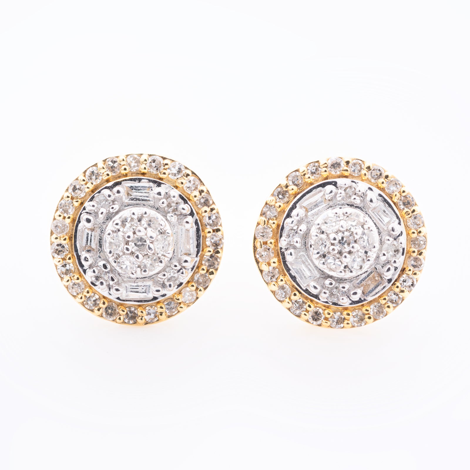 10k Yellow Gold 0.26CT Diamond Halo Stud Earrings