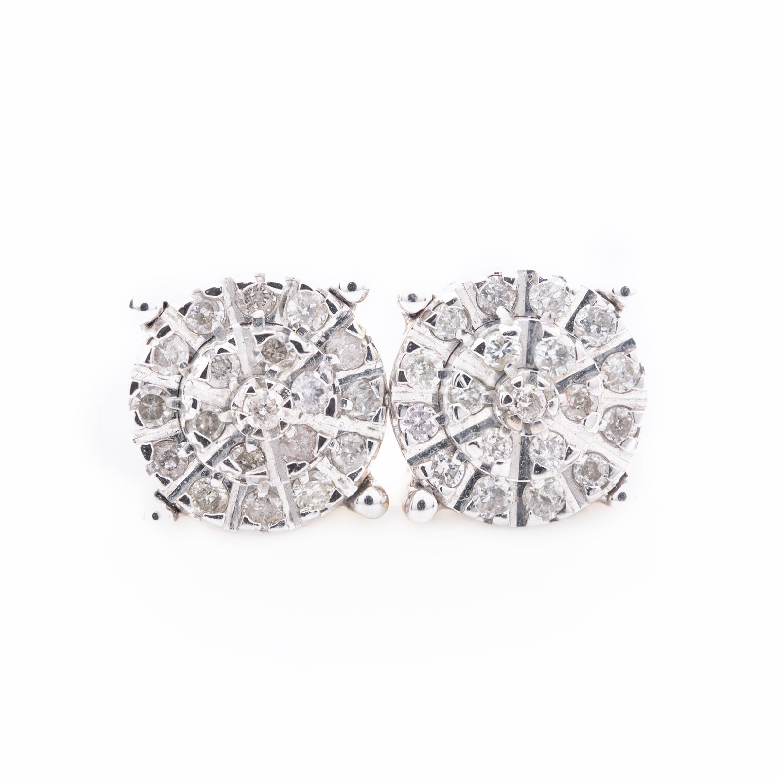 10k Yellow Gold Round Cluster 0.19CT Diamond Stud Earrings