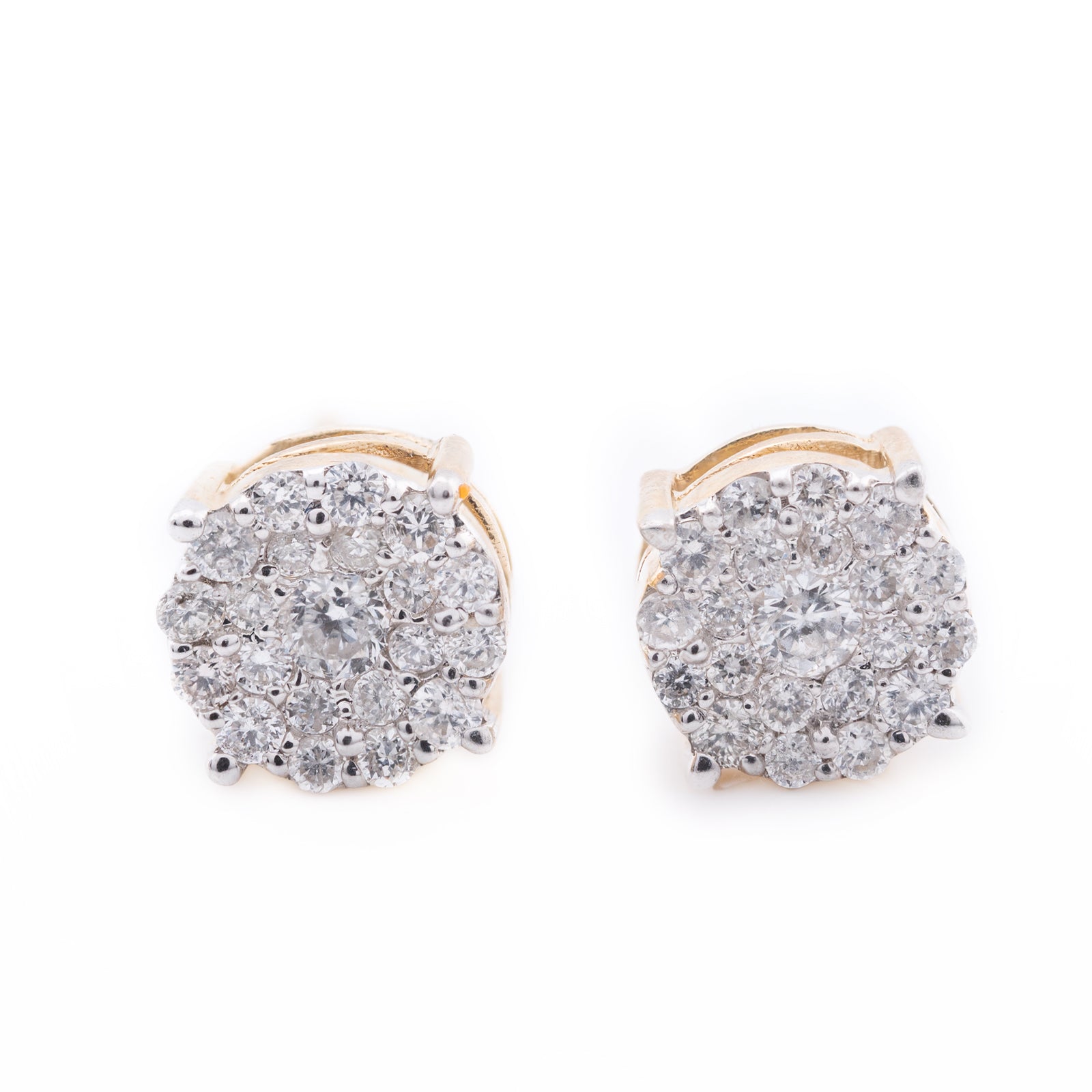 10k Yellow Gold Flower Cluster 0.34CT Diamond Stud Earrings