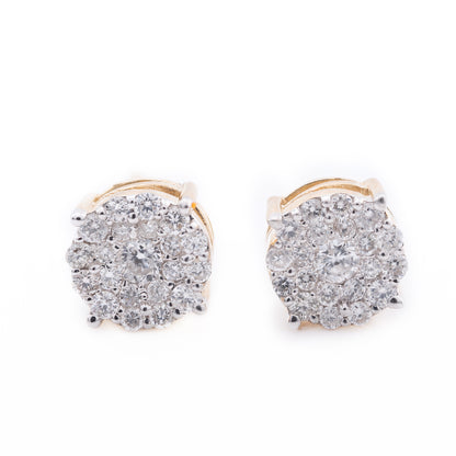 10k Yellow Gold Flower Cluster 0.34CT Diamond Stud Earrings