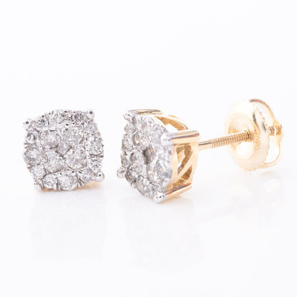 10k Yellow Gold Flower Cluster 0.53CTW Diamond Stud Earrings