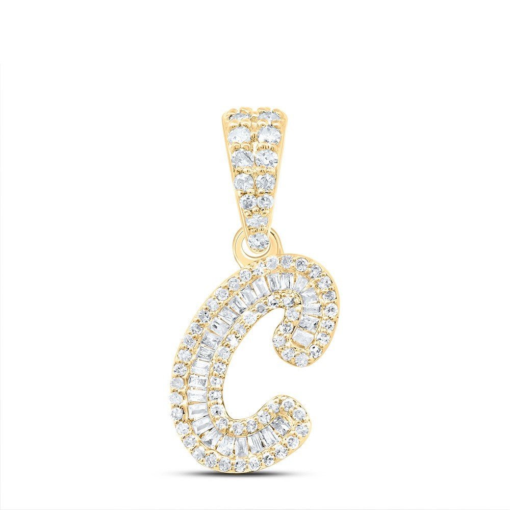 0.3CTW Natural Diamond 10k Yellow Gold 1.29g Initial "C" Pendant Alphabet Charm - Elite Jewelers - Charms & Pendants