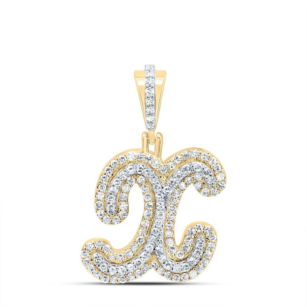 0.41CTW Natural Diamond 10k Yellow Gold 1.91g Initial Letter "X" Pendant Charm - Elite Jewelers - Charms & Pendants