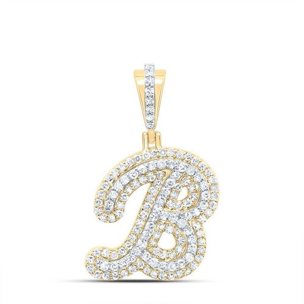 0.45CTW Natural Diamond 10k Yellow Gold 1.81g Initial Letter "B" Pendant Charm - Elite Jewelers - Charms & Pendants