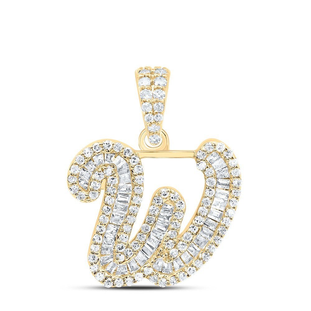 0.45CTW Natural Diamond 10k Yellow Gold 1.88g Initial Letter "W" Pendant Charm - Elite Jewelers - Charms & Pendants