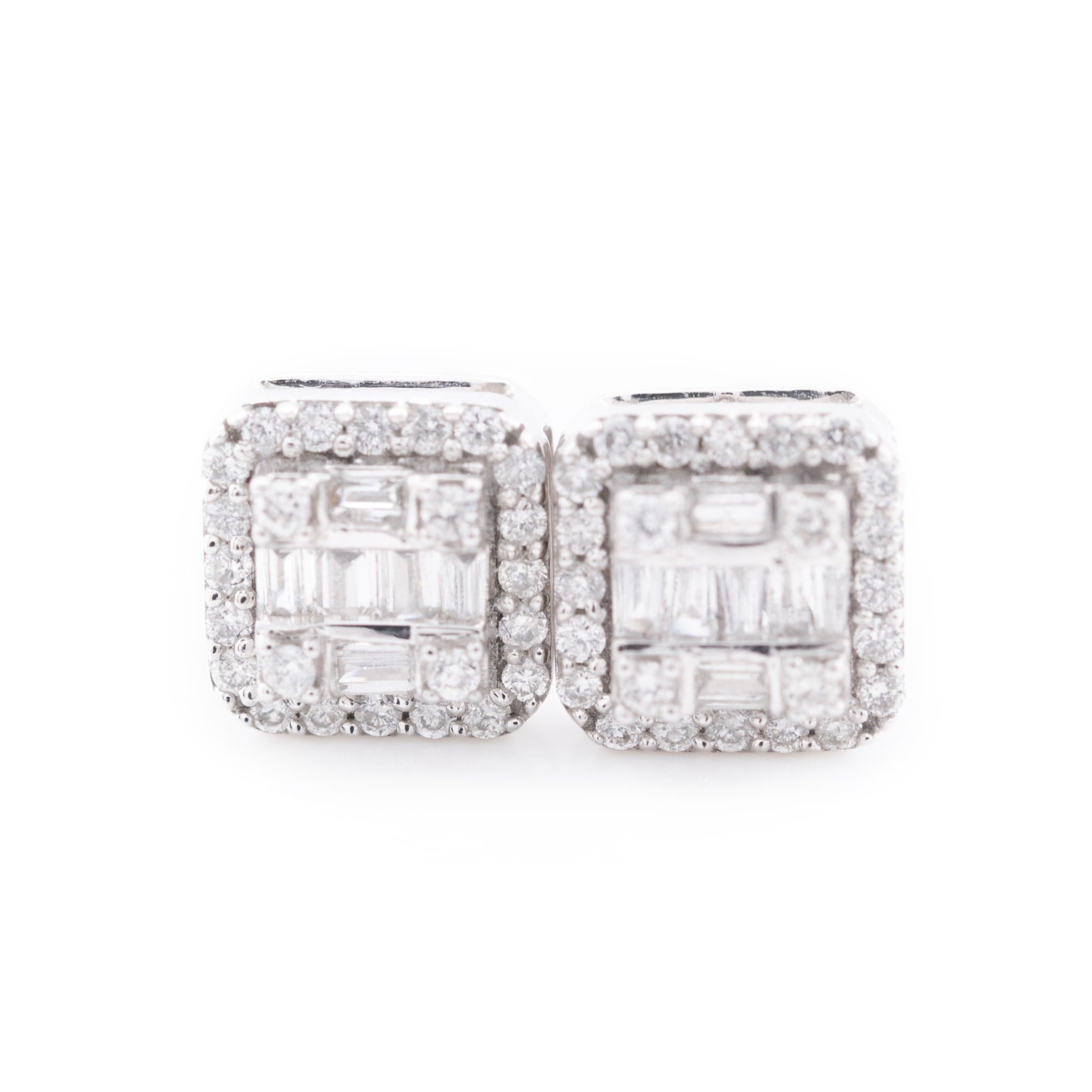 10k White Gold 0.26CT Diamond Square Stud Earrings