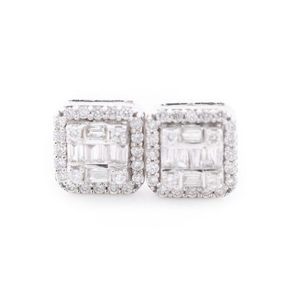 10k White Gold 0.26CT Diamond Square Stud Earrings