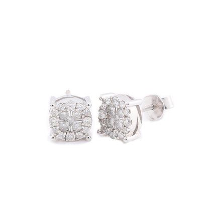 10k White Gold Diamond Cluster Stud Earrings 0.68CTW
