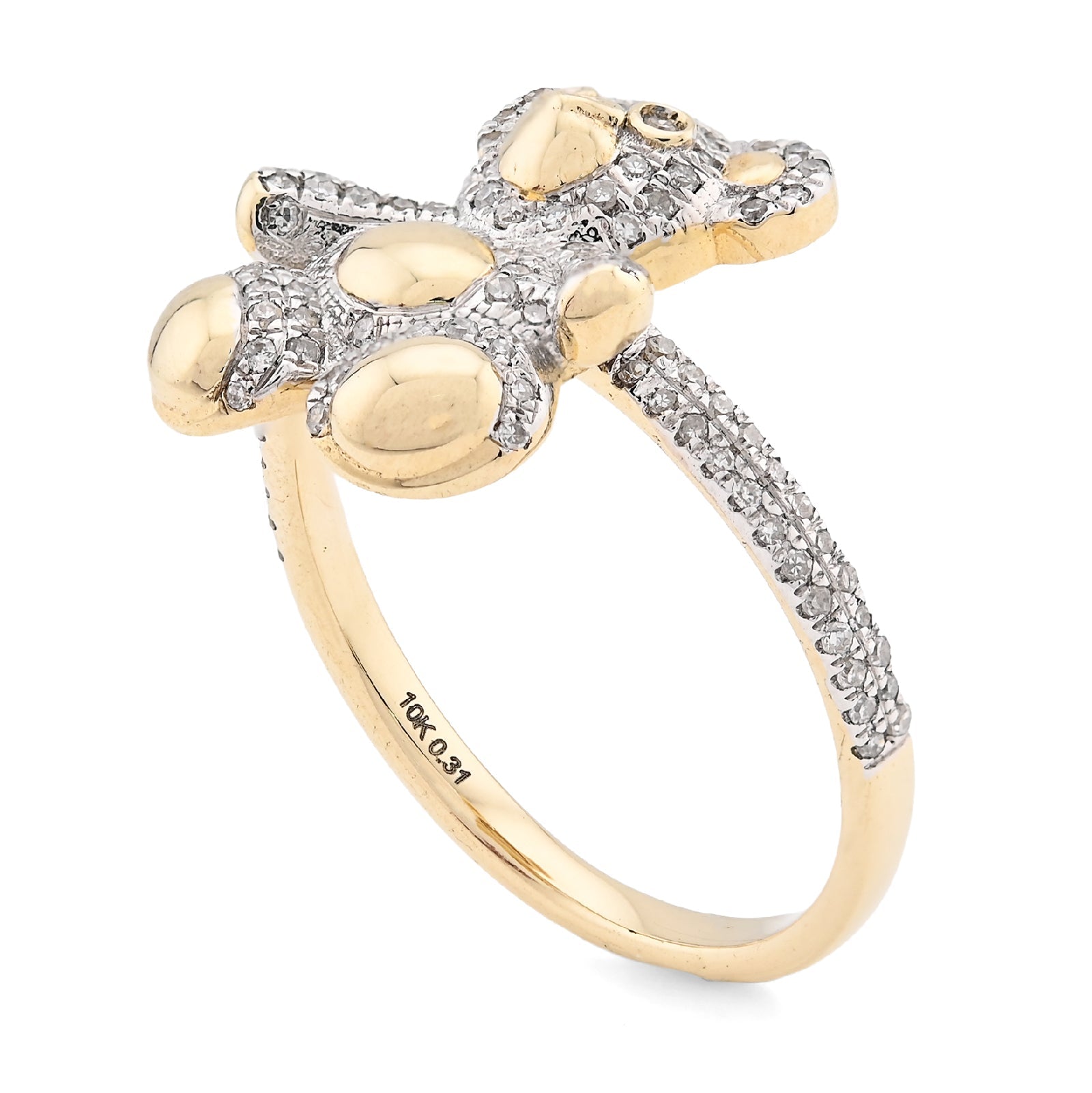10K 0.31CT Natural Diamond Teddy Bear Women Ring - Elite Jewelers - Rings