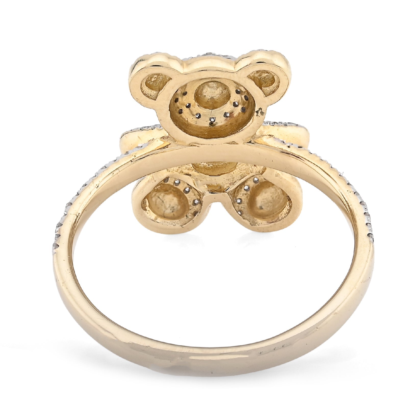 10K 0.31CT Natural Diamond Teddy Bear Women Ring - Elite Jewelers - Rings