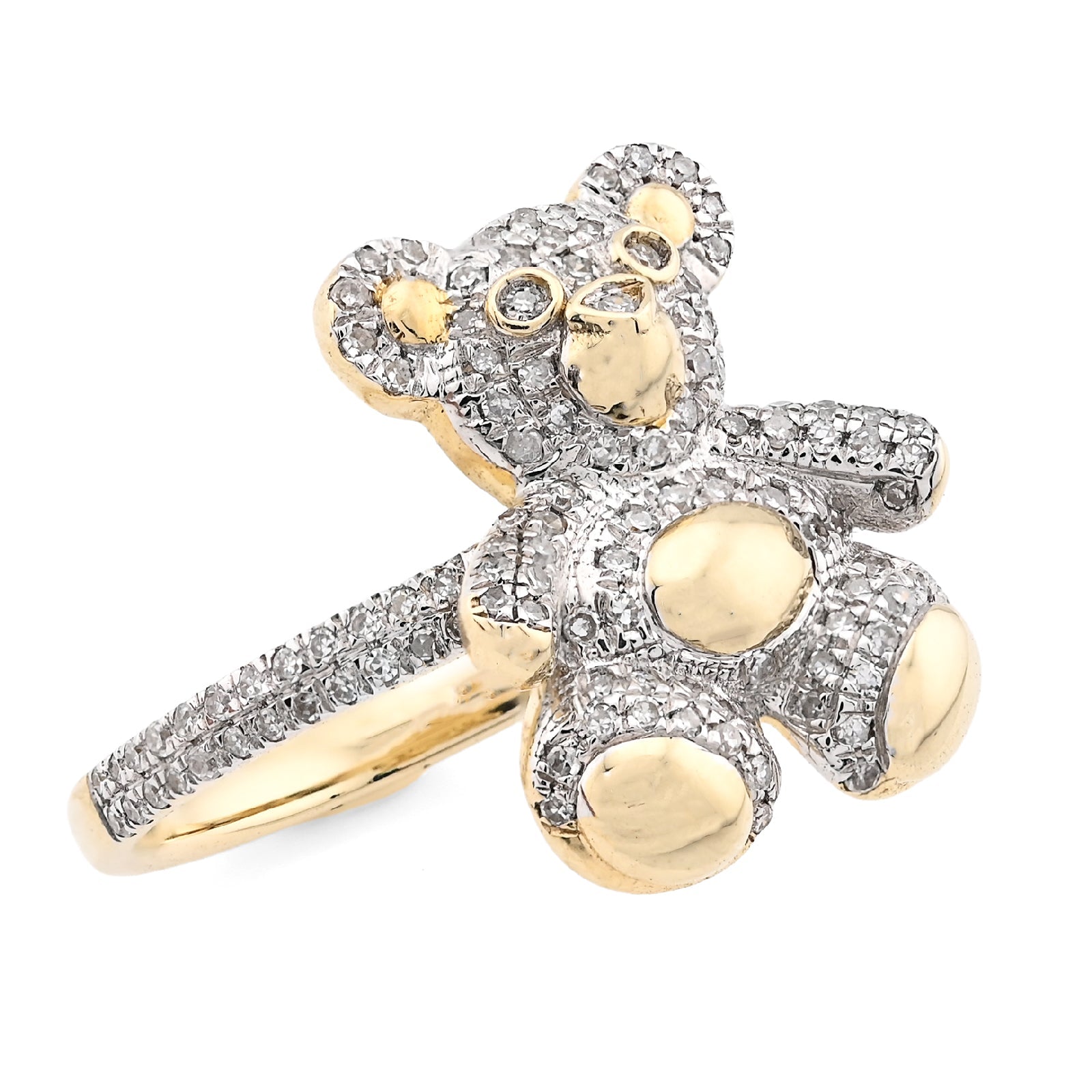 10K 0.31CT Natural Diamond Teddy Bear Women Ring - Elite Jewelers - Rings