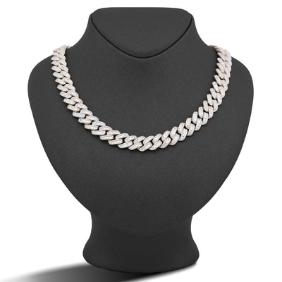 10K 3-Tone Yellow/White/Rose Gold 26CT Natural Diamond Round/Baguette 13MM Chain Men 22" Necklace - Elite Jewelers-Necklaces