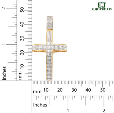 10k Gold 0.6CTW Natural Diamond Cross Pendant 6.6g Religious Charm - Big Bail - Elite Jewelers - Charms & Pendants