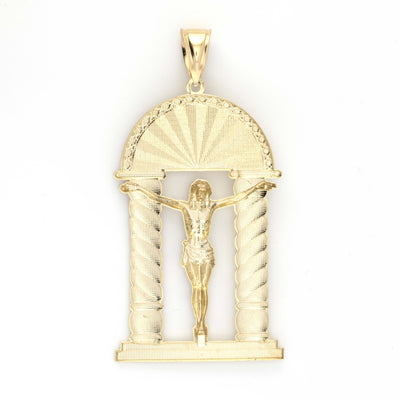 10K Plain Yellow Gold Jesus Pendant 4" Tall 2" Wide - Elite Jewelers - Charms & Pendants
